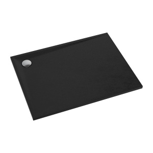 Cadita de dus, Omnires STONE, 90 x 100 cm, compozit, negru mat_3