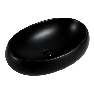 Lavoar pe blat Fluminia, Lheea, oval, 58.5 x 40 cm, negru mat_8