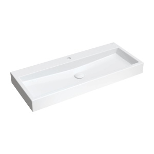 Lavoar pe blat, Omnires THASOS M+, montat pe perete, 100 x 42 cm, alb lucios_7