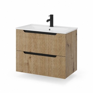 Mobilier pentru lavoar Fluminia, Malta, finisaj riflat, 60 cm, Rovere Oro_20