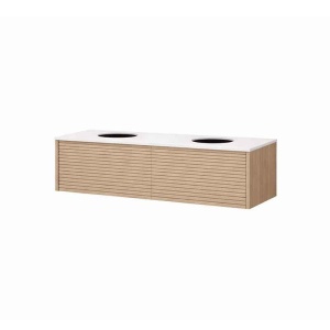 Mobilier suspendat Kolpasan, Orphia 140, canelat, cu blat din Kerrock, 2 sertare, acacia_2