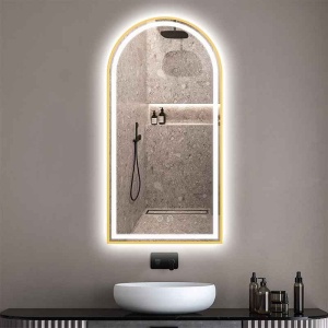 Oglindă ,Fluminia Cosimo Gold, cu led și dezaburire ,50x100 cm, lumină internă și ambientală, ramă gold_10