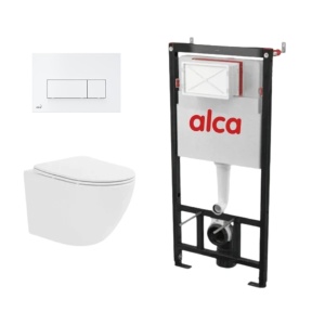 Set complet vas WC suspendat Fluminia, Ricci Tornado, Alb, cu rezervor Alca si clapeta alba_12