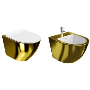Set vas WC si bideu suspendat Spectrum, Trendi Slim Gold White_3