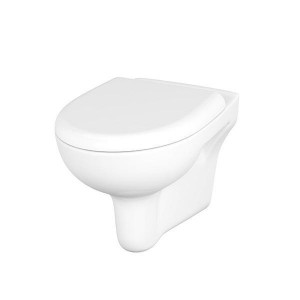 Vas WC suspendat Cersanit, Nature, cu capac soft-close, alb