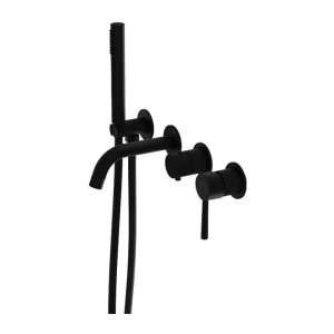 Baterie cada Lavita, Verdi, montaj pe perete, set complet dus, negru mat_3