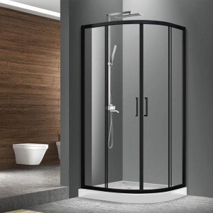 Cabina de dus Fluminia, Meda Black, 90 x 90 cm, semirotunda, negru_4