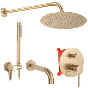 Set De Duș Incastrat Rea Lungo Brush Gold Auriu Cu Box_4