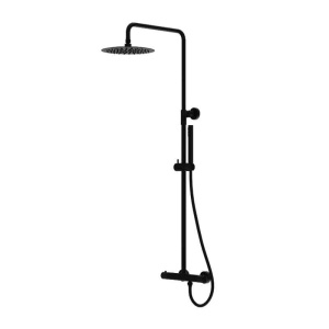 Set de duș LaVita, verdi, cu baterie termostatata, palarie dus rotunda, bara si furtun, 1 jet, negru mat_24