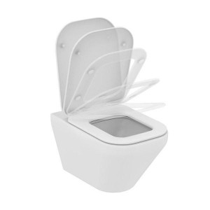 Vas WC Ideal Standard, Tonic II, suspendat cu fixare complet ascunsa, AquaBlade, capac vas WC inchidere lenta, alb european
