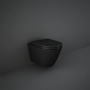 Vas WC suspendat, RAK, Feeling, rimless, oval, negru mat