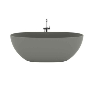 Cadă freestanding TEKO Nubia, din marmură turnată, cu preaplin, 157x65 cm, finisaj Gelcoat grey stone mat_1