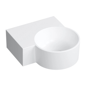 Lavoar suspendat, Omnires OVO M+ ,stanga, 33 x 34 cm, alb mat_10