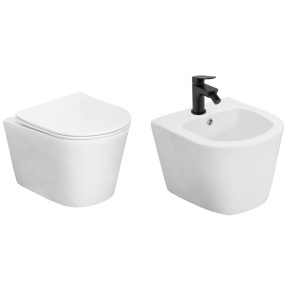 Set vas WC și bideu suspendat alb, Fluminia, Clementina, baterie de bideu Ideal Standard, Ceralife O, cu ventil Click-Clack, negru mat_6