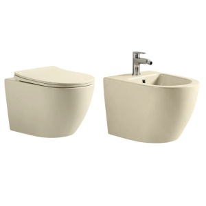 Set vas WC si bideu suspendat, Fluminia Ricci, cappuccino_1