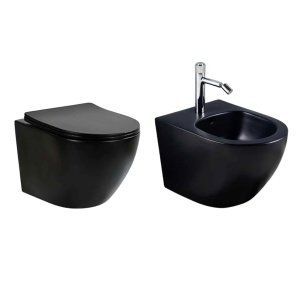 Set vas WC si bideu suspendat, Fluminia Ricci, negru mat_3