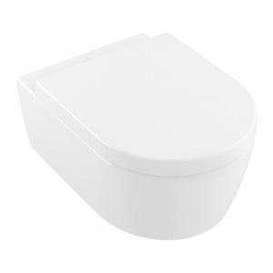 Set vas wc suspendat, Villeroy & Boch, Avento, direct flush, cu capac soft close, alb alpin