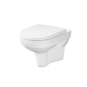 Vas WC suspendat Cersanit, City, cu capac antibacterian soft-close, alb