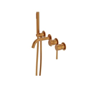 Baterie cadă LaVita, Verdi, montaj pe perete, set complet duș, brushed copper_2