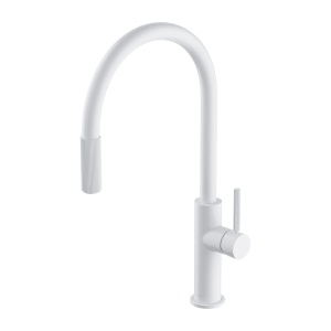 Baterie de bucatarie Omnires SWITCH, cu gura de scurgere extensibilă și sistem de filtrare a apei, alb mat_24