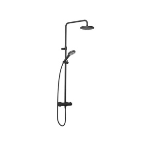Coloană de duș cu termostat Kludi, Dive X, 3 jeturi, pălărie 20 cm, pară duș și furtun 160 cm, negru mat_5