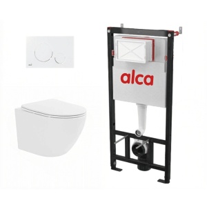 Set complet vas WC suspendat Fluminia, Ricci Tornado, Alb, cu rezervor Alca si clapeta alba_5