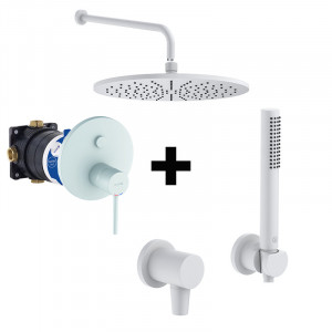 Set de duș încastrat, Kludi, cu baterie Bozz, pară de duș Nova Fonte Puristic, alb mat_7