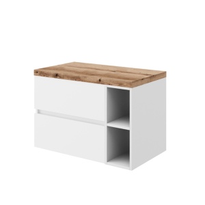 Set mobilier pentru lavoar pe blat Fluminia, Genova 80, cu blat și raft deschis_10