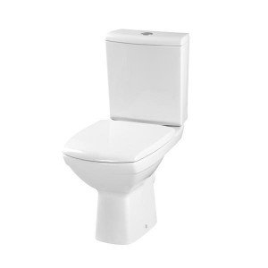 Set Vas WC compact Cersanit, Carina, cu capac soft-close si rezervor cu alimentare laterala, alb