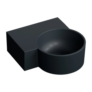 Lavoar suspendat, Omnires OVO M+ bazin, stanga, 33 x 34 cm, negru lava mat_1