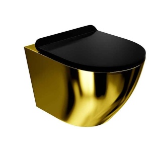 Set vas WC suspendat Spectrum, Trendi Slim, rimless, cu capac soft close, auriu-negru_18