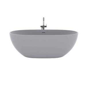 Cadă freestanding ,Teko Nubia, din compozit, cu preaplin, 157x65 cm, rose marble mat_2