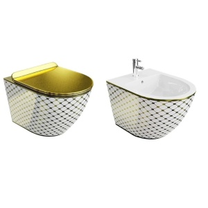 Set vas WC si bideu suspendat Spectrum, Trendi, auriu-alb_1