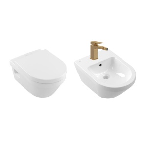 Set vas WC si bideu suspendat, Villeroy & Boch, Architectura, baterie aurie_3