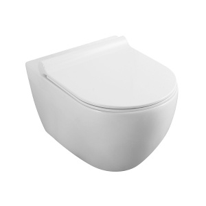 Set vas WC suspendat, Fluminia, Minerva Tornado Flush, rimless, cu capac quick release si soft close, alb_2