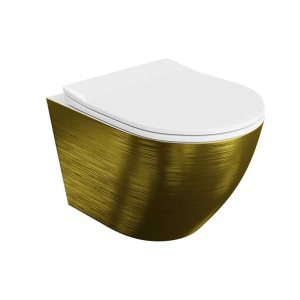 Set WC suspendat Spectrum, Trendi Slim Brushed Gold, rimless, cu capac soft close, auriu periat-alb_9
