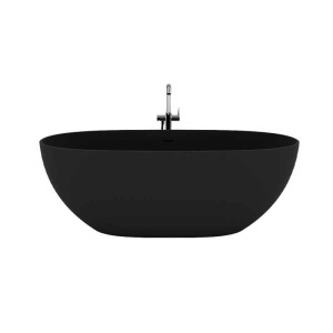 Cadă freestanding, Teko Nubia, din compozit, cu preaplin, 157x65 cm, black vulcan mat_5