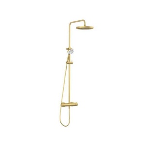 Coloană de duș cu baterie termostatată Kludi Logo, 3 jeturi, brushed gold_4