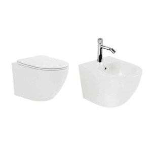 Set vas WC si bideu suspendat, Fluminia Ricci, alb_2