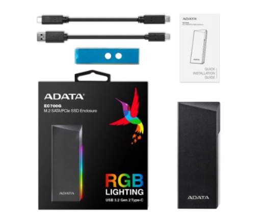 Rack extern SSD/HDD Adata EC700G M.2, USB 3.2 Gen2 Type C