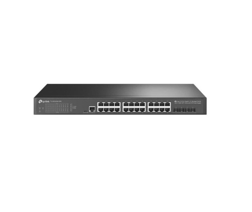 "JetStream™ 24-Port Gigabit L2+ Managed Switch with 4 10GE SFP+ Slots and UPS Power Supply PORT: 24× Gigabit RJ45 Ports, 4× 10G SFP+ Slots, RJ45/Micro-USB Console Port SPEC: 1U 19-inch Rack-mountable Steel Case FEATURE: Static Routing, OAM, sFlow, DDM,