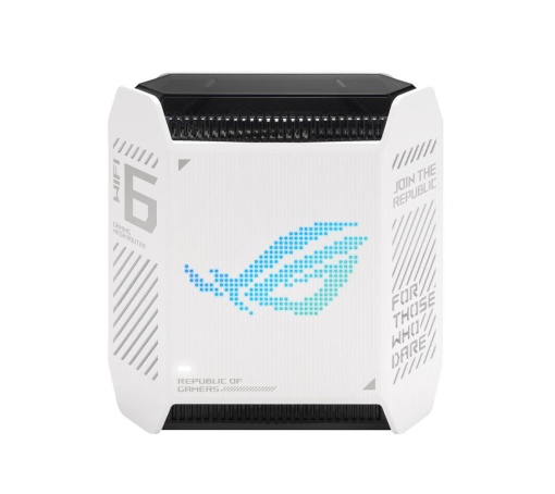 Router Wireless Asus GT6(W-1-PK)White, tri-band, WI-FI 6, Standard retea: WiFi 6 (802.11ax), IPv4, IPv6, Backwards compatible with 802.11a/b/g/n/ac Wi-Fi, segment AX10000, , 2.4GHz 574Mbps, 5G-1Hz 4804Mbps, 5G-2 4804Mbps, 9 antene interne, Procesor