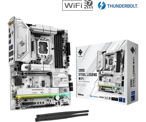 Placa de Baza ASROCK Z890 STEEL LEGEND WIFI LGA1851, 4x DDR5, 1x HDMI 2x Intel Thunderbolt, 1x PCIE 5.0 x16 1x PCIE 4.0 x16 1x PCIE 4.0 x4, 4x M.2, 4x SATA 6GB/s, ATX