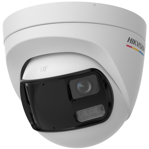Camera de supraveghere Turret 3K Hikvision DS-2CE72KF3TP-DLS, lentila duala fixa 2.8mm, iluminare min: 0.0005 Lux @ (F1.0, AGC ON), 0 Lux cu lumina alba: 40m, IR: 40m, microfon incorporat, alimentare: 12 VDC ± 25%, max. 8.9 W, protectie: IP67,