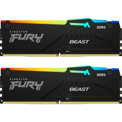 Memorie RAM Kingston , DIMM, 32GB (2x16GB) DDR5, CL40, 5200MHz FURY Beast RGB