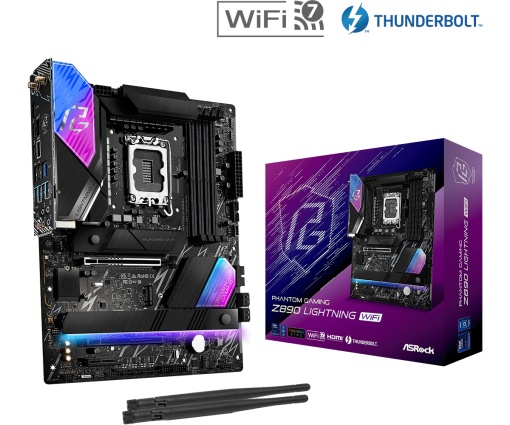 Placa de Baza ASROCK PHANTOM GAMING Z890 LIGHTNING WIFI LGA1851, 4x DDR5, 1x HDMI 2x Intel Thunderbolt, 1x PCIE 5.0 x16 1x PCIE 4.0 x16 1x PCIE 4.0 x4, 5x M.2, 4x SATA 6GB/s, ATX