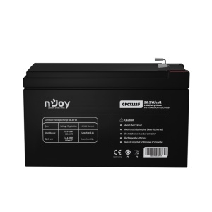 Acumulator nJoy GP07122F 12V 23.51W/cell Battery Model GP07122F Voltage 12V Power (1,65V/cell@15 min) 23.51W/cell Type VRLA - maintanance free Designed Floating Life 3~5 years Nominal Operating Temp. Range 25o C ± 3o C Terminal F2 terminal -Faston Tab - Img 2