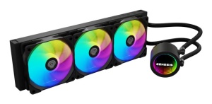 Cooler Procesor GENESIS HYDRA 360 ARGB NEGRU, dimensiune radiator 397x120x27mm, 3 ventilatoare ARGB, Viteza ventilatoare: 500-1550 RPM, Airflow ventilatoare: 80 CFM, Suport AMD: AM4/AM5, suport INTEL: LGA 1151/1156/1150/1200/1700/1851 - Img 5