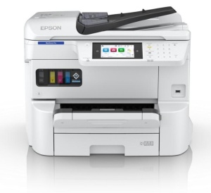 EPSON WorkForce Pro EM-C7100DWF A3+ COLOR INKJET MFP, Functii( Tiparire, Scanare, Copiere, Fax), 4 culori, Viteza printare; 35 ppm mono, 35ppm Color, Rezolutie: 4.800 x 1.200 DPI, Volum recomandat lunar: 500-5.000pagini,Maxim: 75.000 pagini, Viteza
