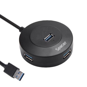 Hub USB SPACER SPHB-USB-4U-02, USB-A, 4 porturi, Negru